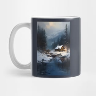 cozy winter nights - cabin by the lake Mug